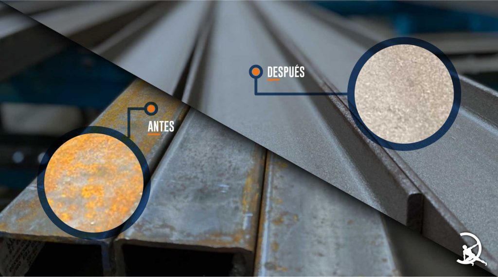 antes y después proceso de granallado